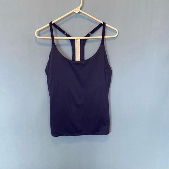 Fabletics Navy Blue Racer Back Tank Top Size XL Athletic Workout Tennis 2 Ball P - Picture 1 of 9